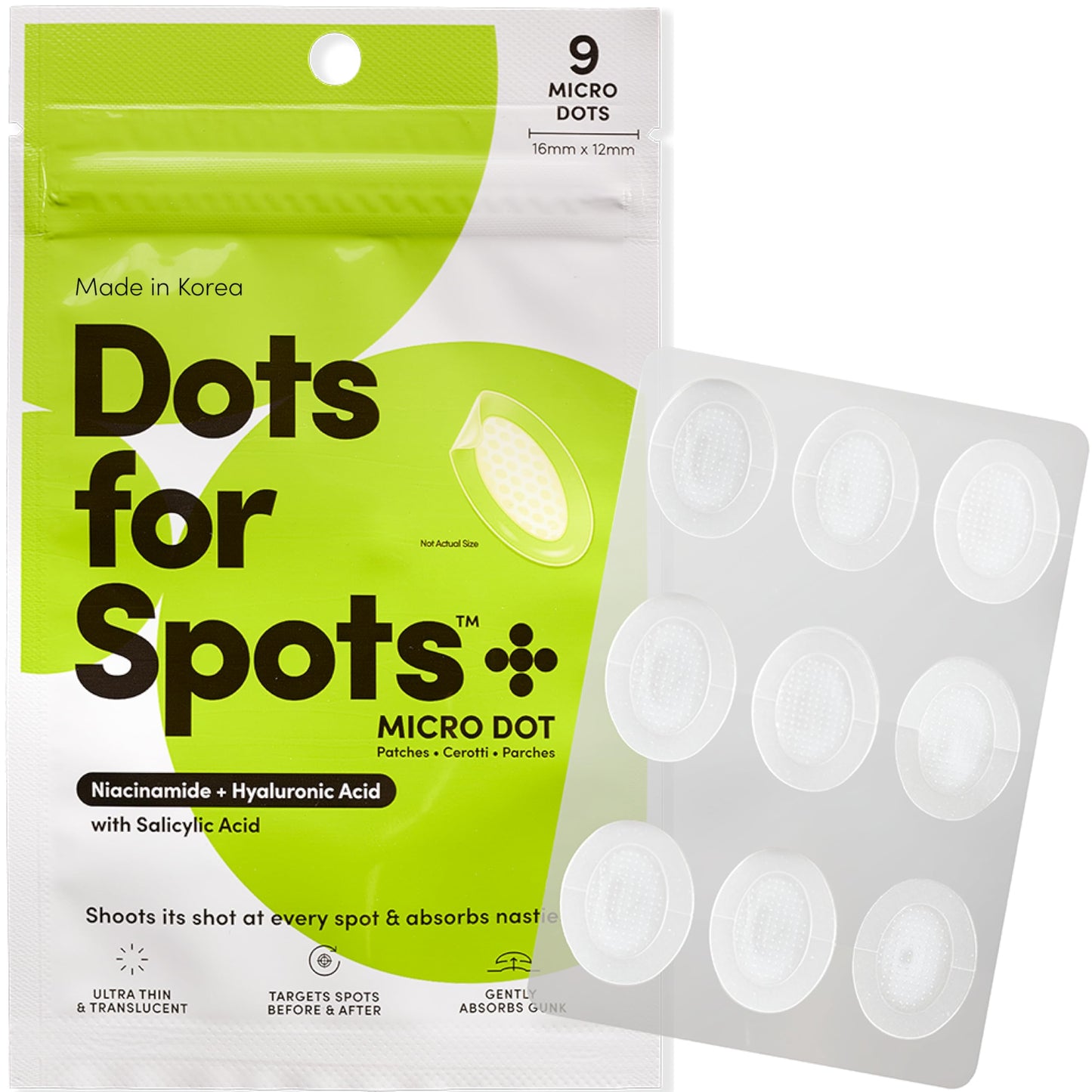 Dots for Spots Acne Patches - Pack of 60 Translucent Hydrocolloid Pimple Patch Spot Treatment Stickers for Face and Body - Fast-Acting, Vegan & Cruelty Free Skin Care
