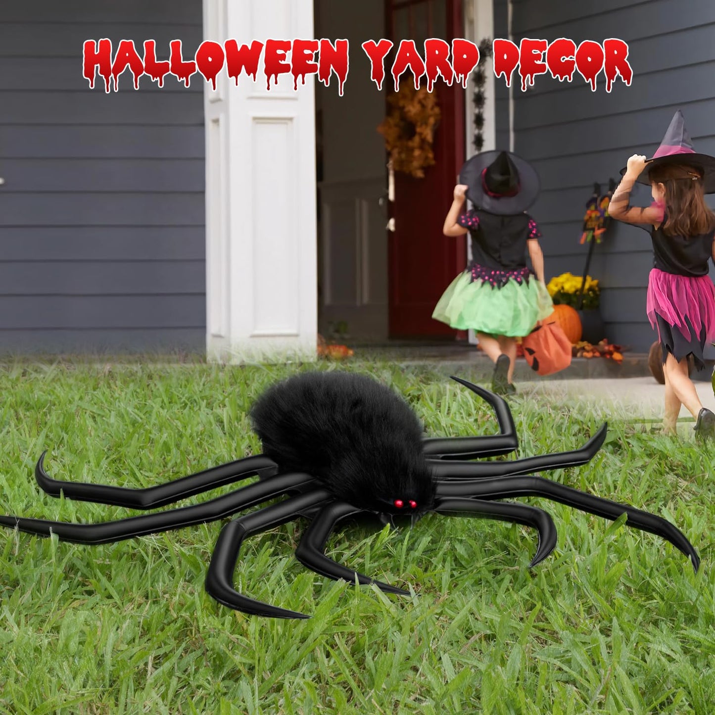 benpen Halloween Decorations Outdoor Gaint Spider:50'' Halloween Spiders Decor+10pcs Scary Hairy Fake Spiders+60g Cobweb Props for Indoor Outdoor Scary Haunted House Theme Party Yard