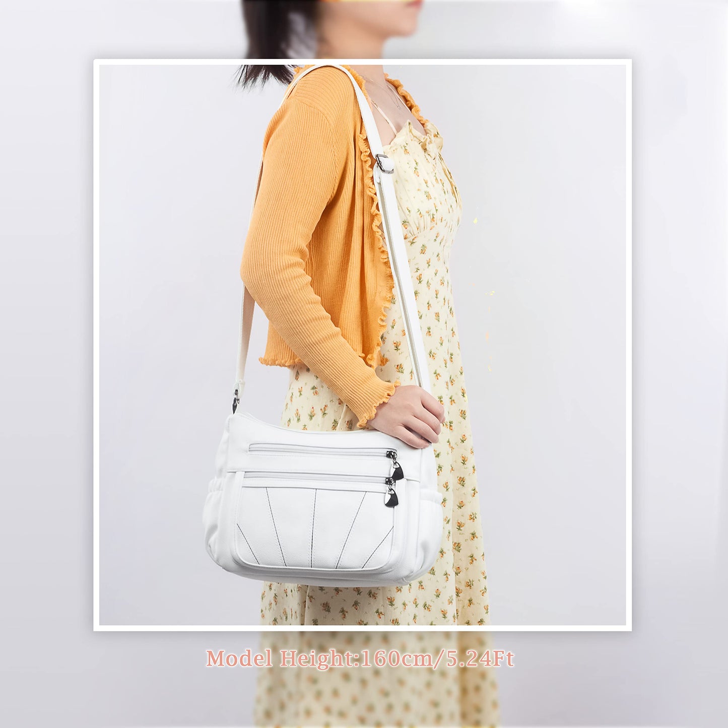 VOLGANIK ROCK White Medium Hobo Handbag for Women - Elegant Utility Cross-Body & Shoulder Bag - Work & Travel