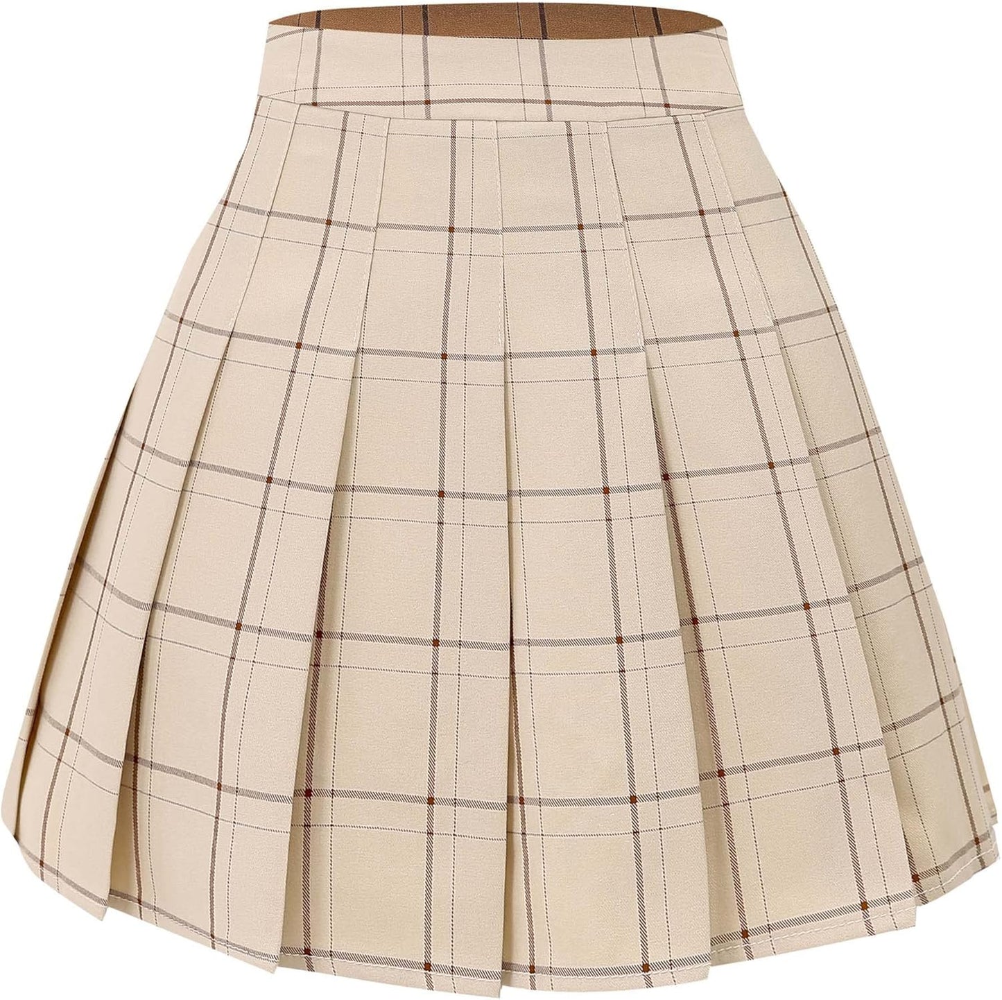 Hoerev Women Girls Short High Waist Pleated Skater Tennis School Skirt