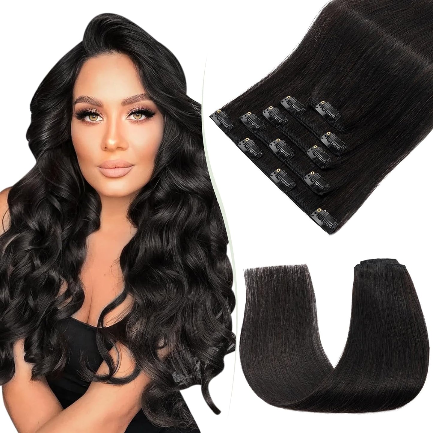 TESS Clip in Hair Extensions Real Human Hair Highlighted Remy Seamless 8 Pieces Straight Short for Women/Girls (#12P613 Golden Brown & Bleach Blonde, 10 Inch 50g)