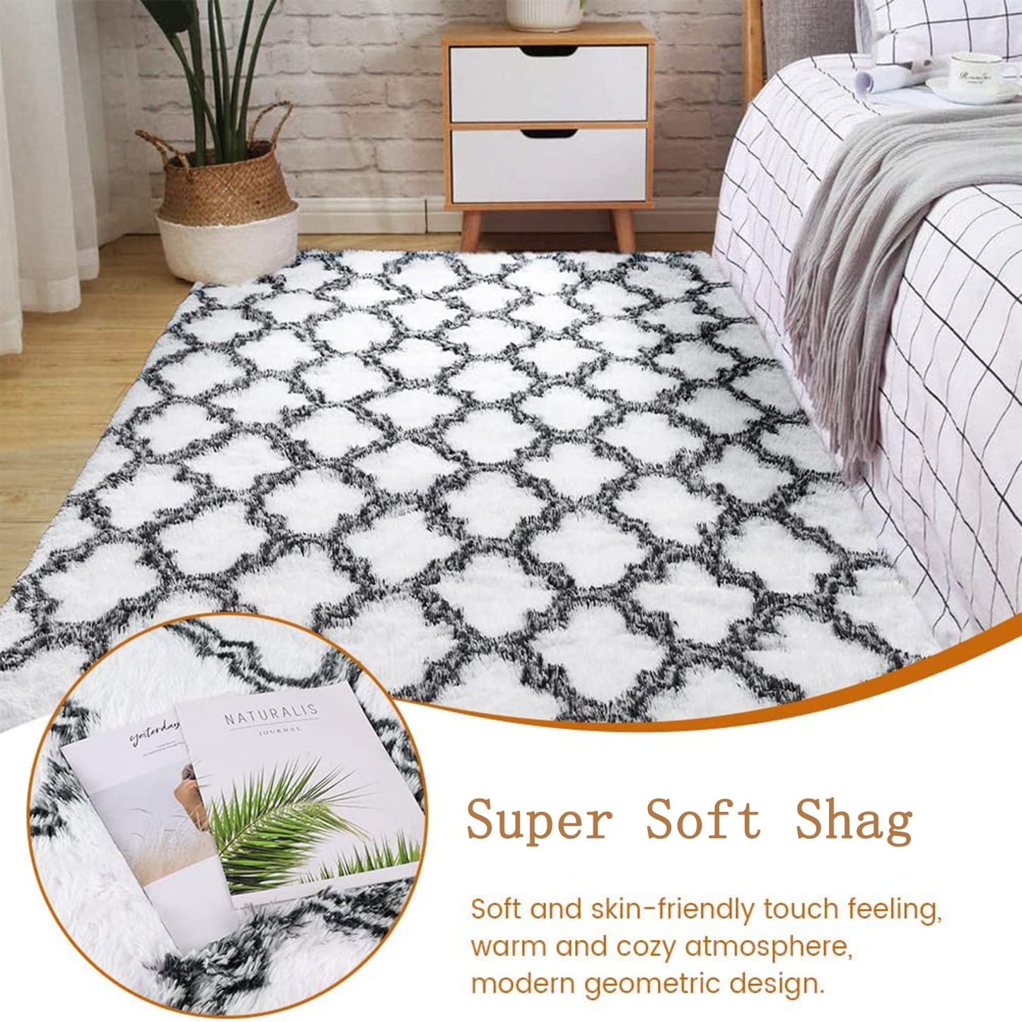 GJWLaie Rugs Living Room Grey Area Rugs for Bedroom Anti Silp Soft Shaggy Tie-Dye Plush Fluffy Living Room Rug Indoor Home Kidsroom Decor Carpet(Grey 120 * 160cm)