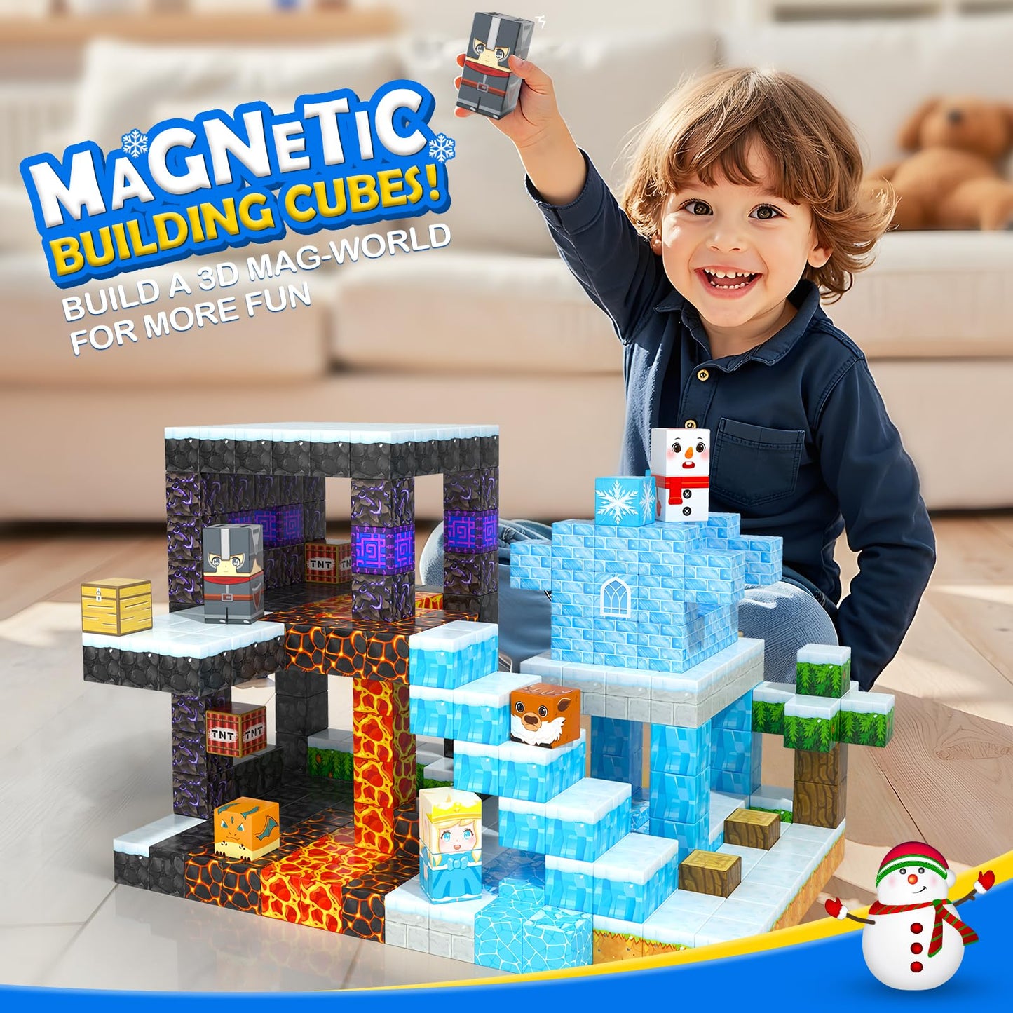 Magnetic Blocks - Build Mine Magnet World Magic Portal Set, Magnetic Tiles Building Blocks Toddler Toy STEM Sensory Outdoor Toys for 3+ Year Old Boys & Girls, Creative Kids Games Kids Toys