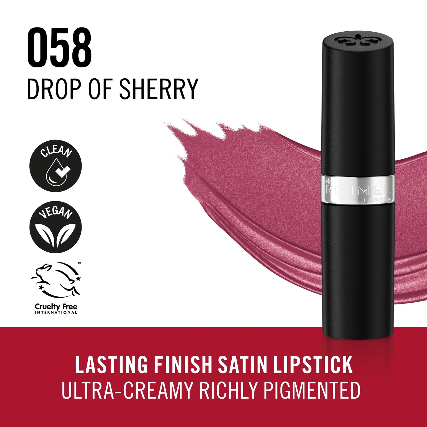 Rimmel Lasting Finish Lipstick 006 Pink Blush, Creamy Satin Finish, Long Lasting 8 HR Wear, Comfortable Formula, Rich Pigment