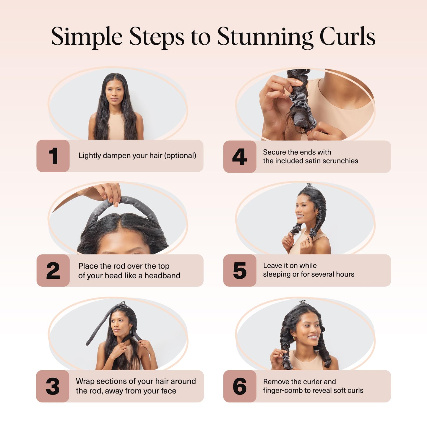 Kitsch Heatless Curling Set - Satin Heatless Curler, Hair Curler No Heat, Heatless Curler for long and short hair, Overnight Curls with 2 Satin Scrunchies and Blowout Rod - Sunset Tie Dye