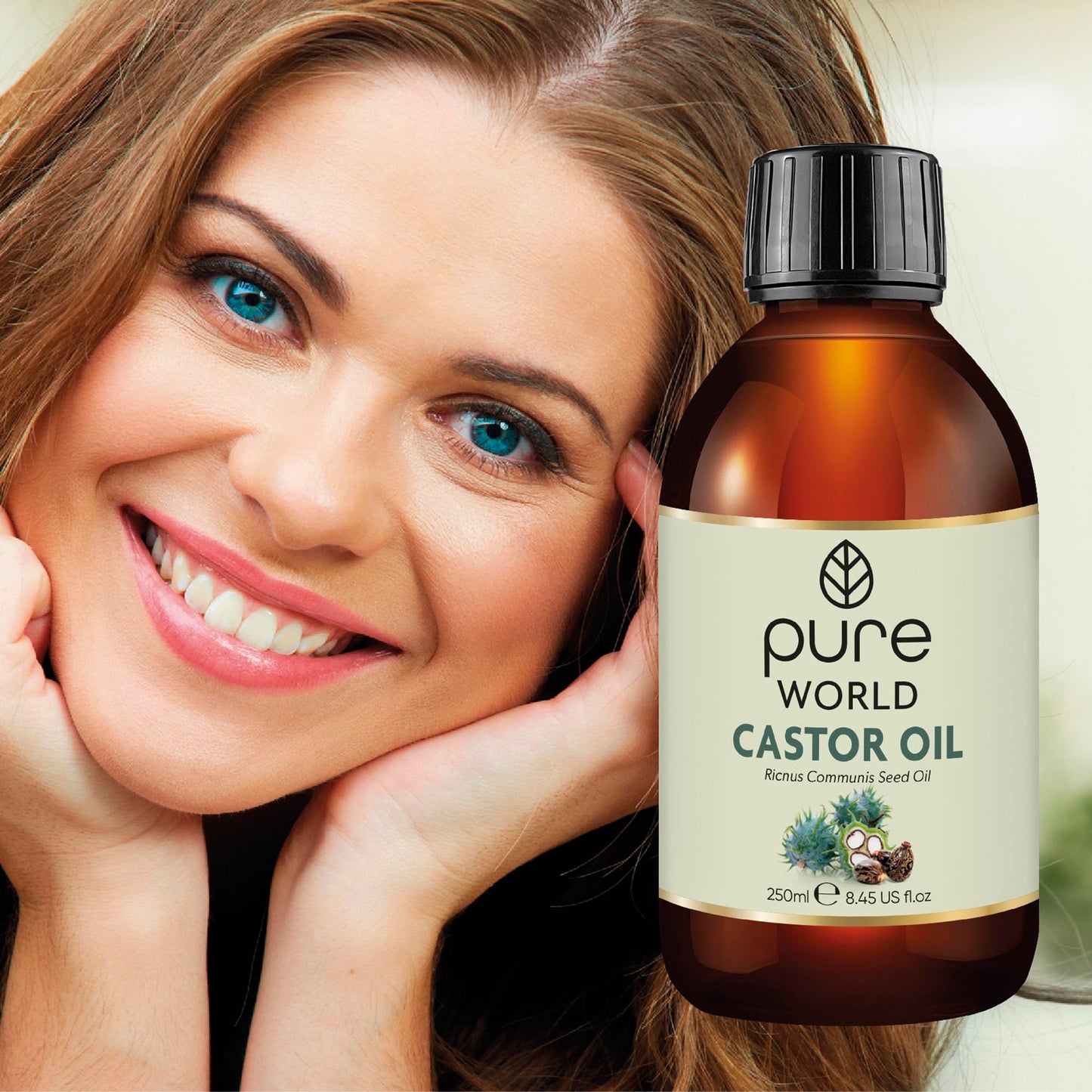 Pure World Natural Castor Oil 250ML Cold & Freshly Pressed 100% Pure and Undiluted Hexane Free Nourish Your Skin and Hair Eyebrows, Nails, Beard, Hair, Eyelash Growth Food Grade