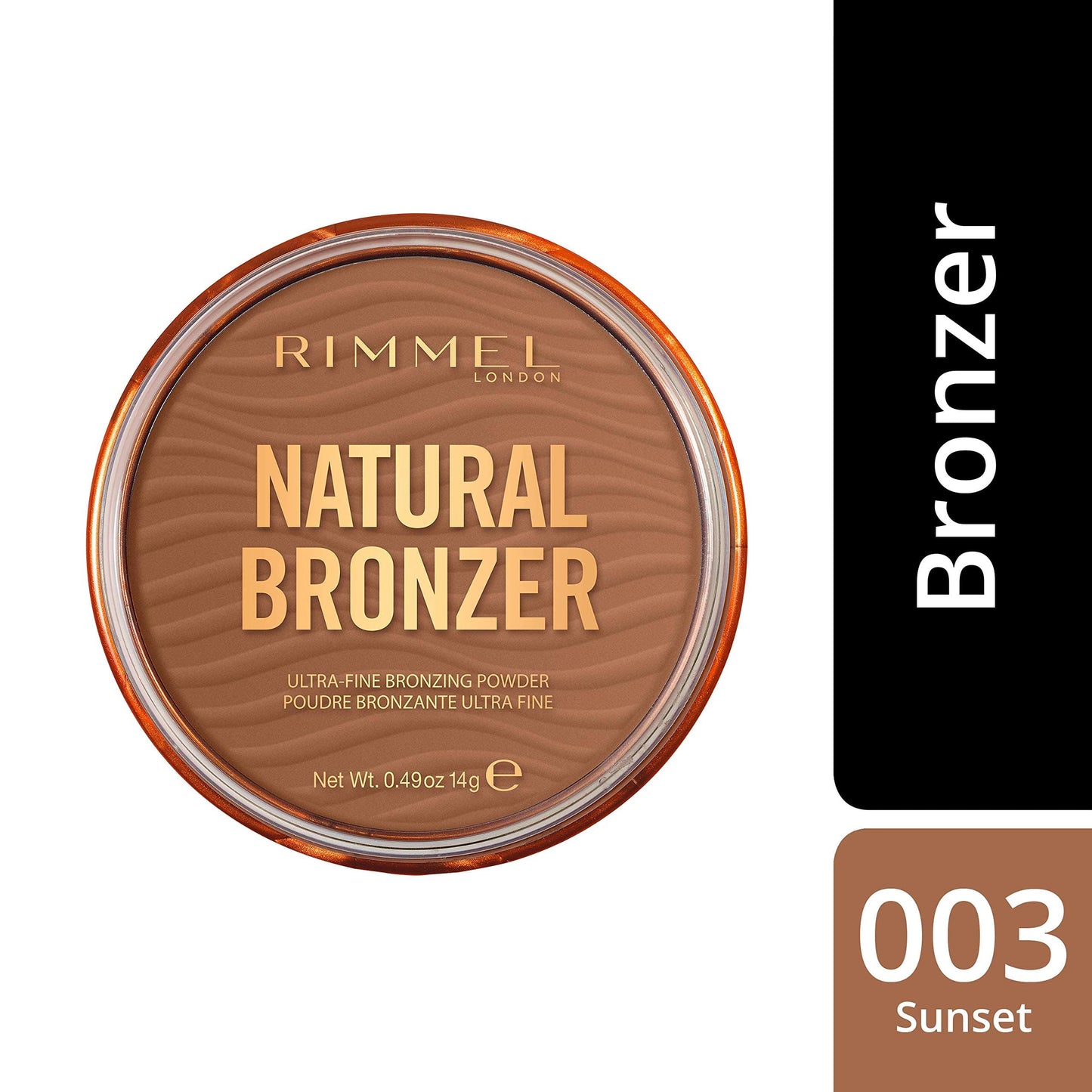 RIMMEL LONDON - Natural Bronzer - Silky-Smooth & Ultra-Fine Bronzing Powder - Sunkissed Look, Mimicking Natural Tan - 002 Sunbronze - 14g