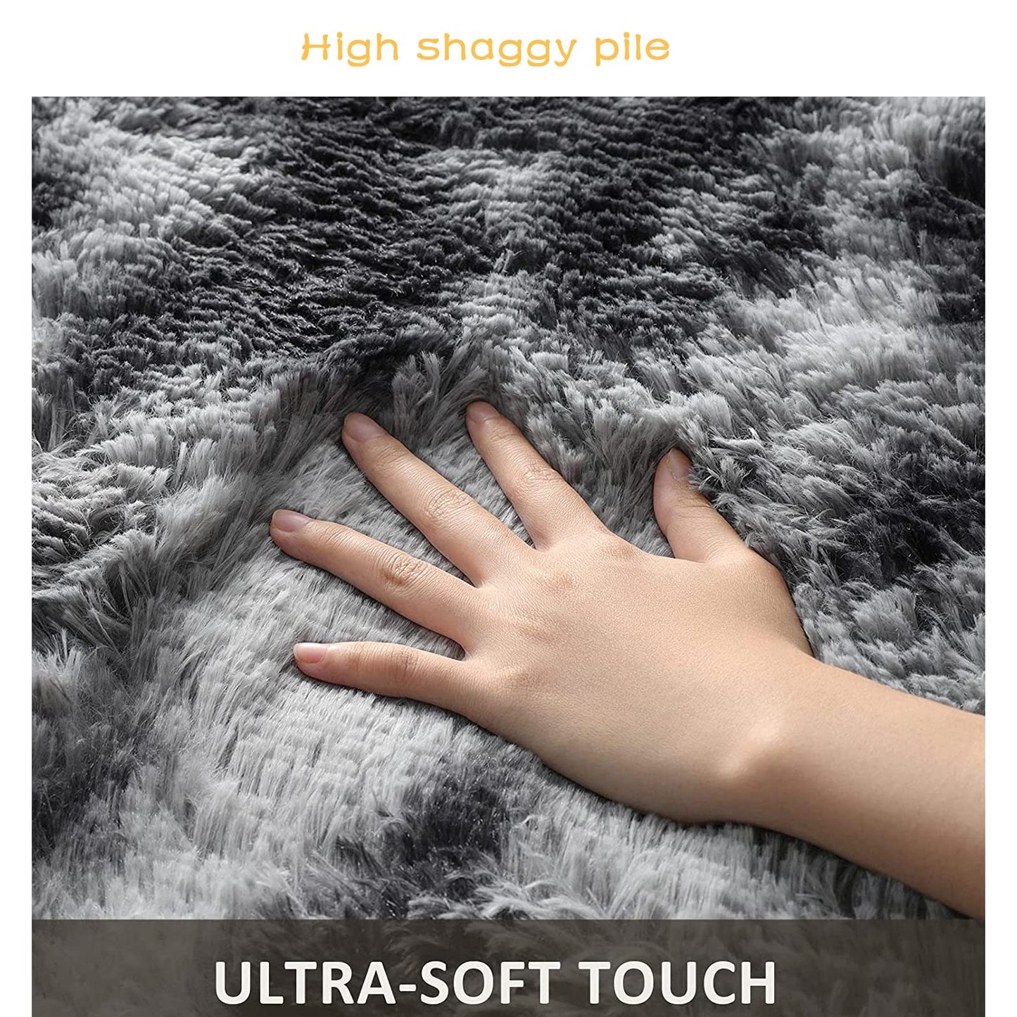 GJWLaie Rugs Living Room Grey Area Rugs for Bedroom Anti Silp Soft Shaggy Tie-Dye Plush Fluffy Living Room Rug Indoor Home Kidsroom Decor Carpet(Grey 120 * 160cm)