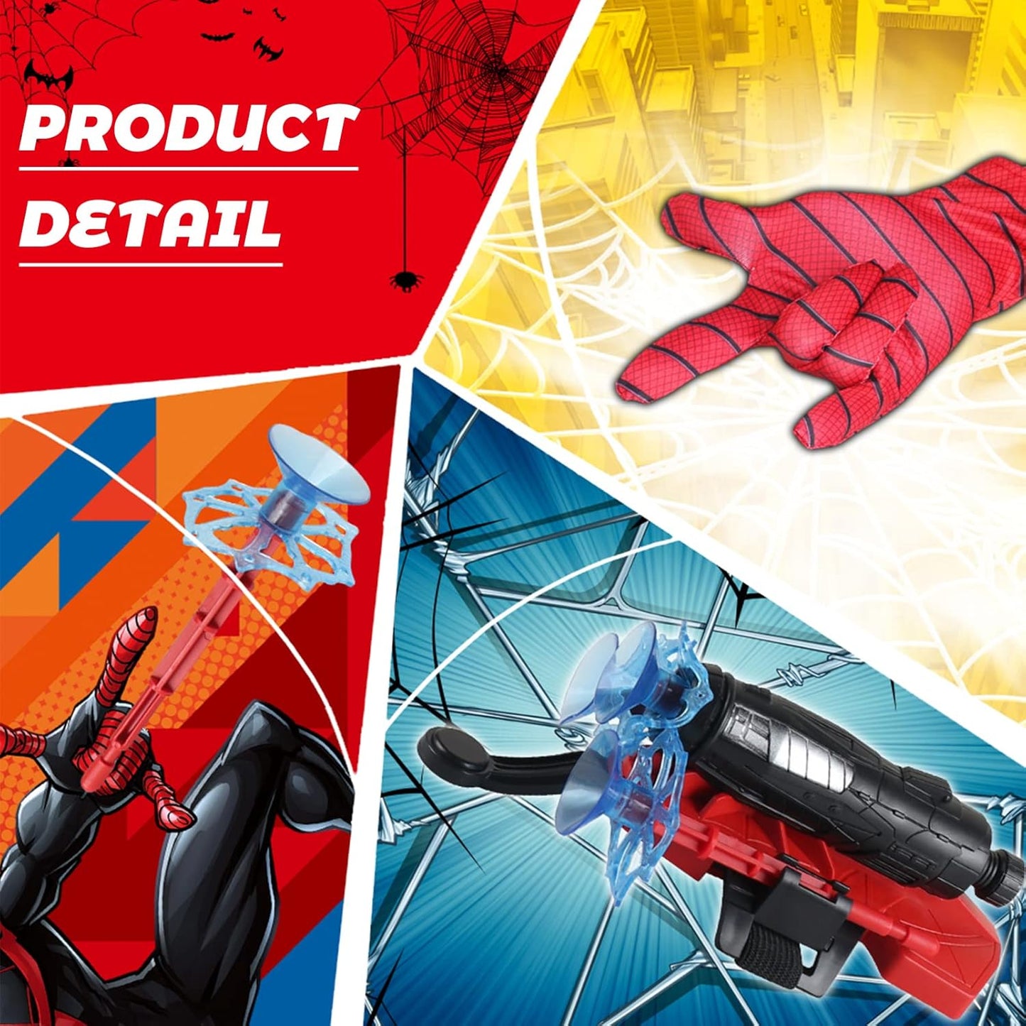 Dacitiery Spider Web Shooter for Kids, Spider Launcher Wrist Toy Set for Boys (1 Launcher and 6 Bullets and 1 Gloves)
