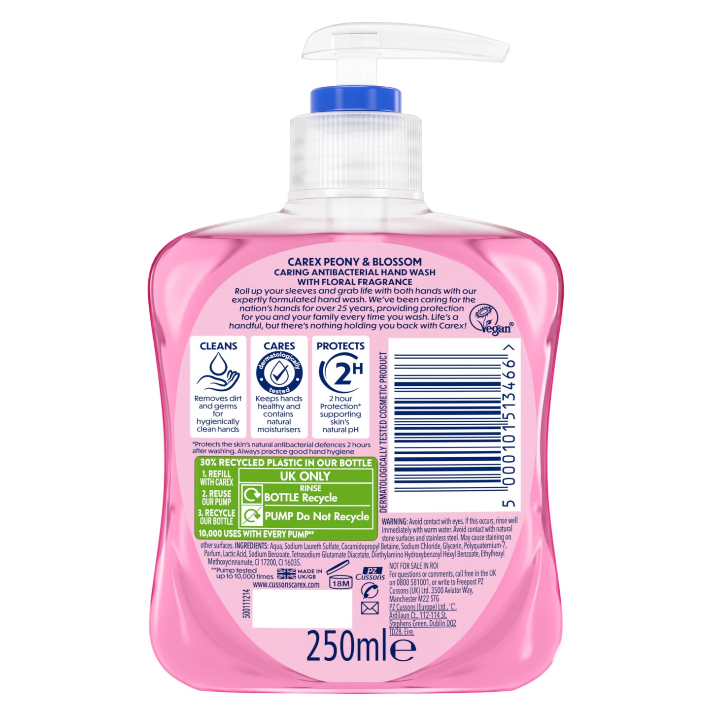 Carex Original Antibacterial Hand Wash, Clean & Protect Hands, Bulk Buy, Pack of 6 x 250 ml (Packaging may vary)