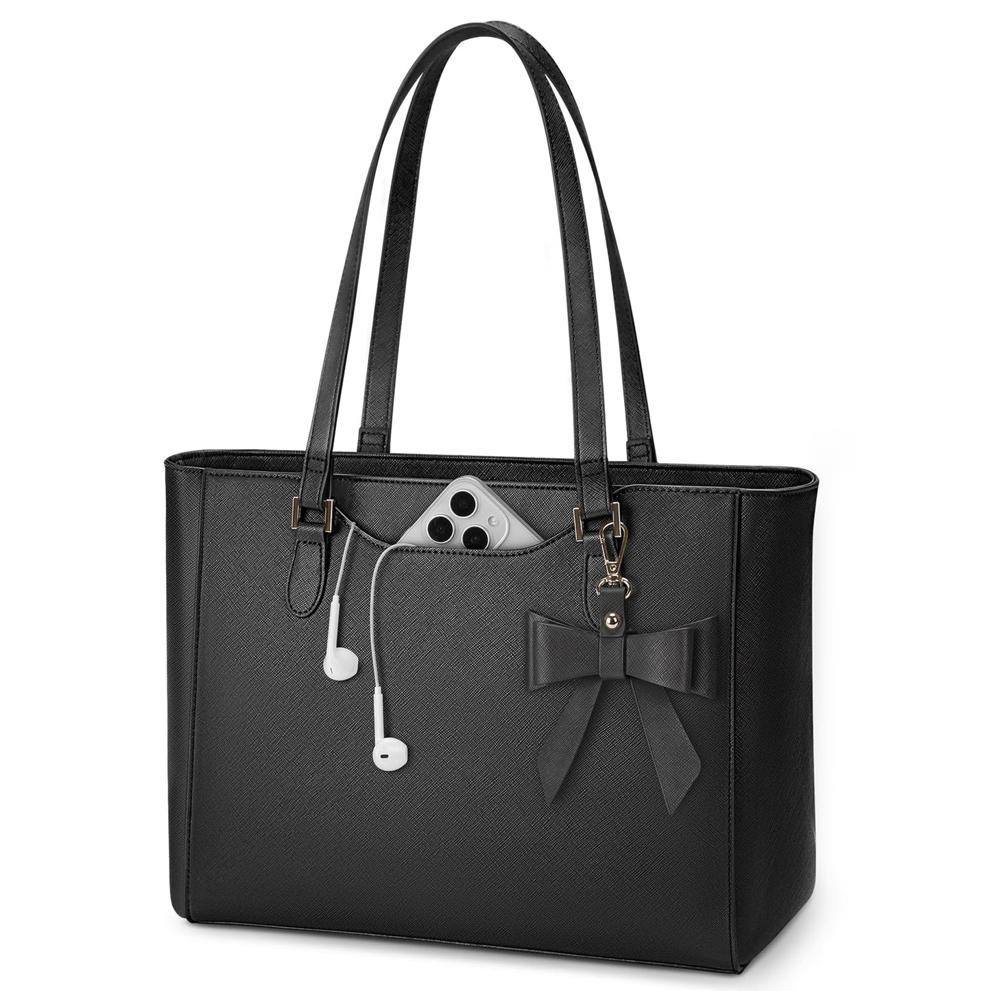 KTMOUW Handbags for Women Large Capacity PU Leather Tote Bags for Women with Zip, Shoulder Bag Ladies Handbag Tote Bag for School Work Travel Shopping Black