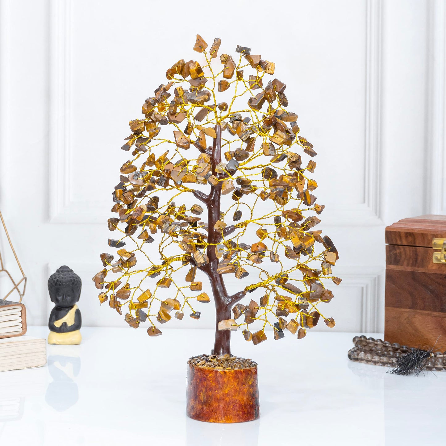 Green Jade Feng Shui Healing Crystals Tree of Life Handmade Gemstone Crystal Tree Bonsai for Spiritual Gifts Home Decor Present mum Gift for Women birthday gifts for men house warming gifts, 10-12"