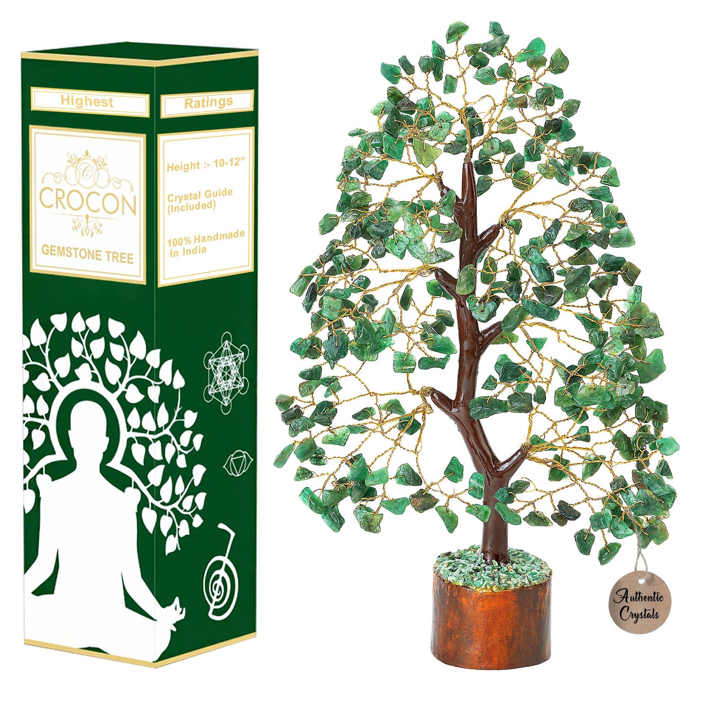 Green Jade Feng Shui Healing Crystals Tree of Life Handmade Gemstone Crystal Tree Bonsai for Spiritual Gifts Home Decor Present mum Gift for Women birthday gifts for men house warming gifts, 10-12"