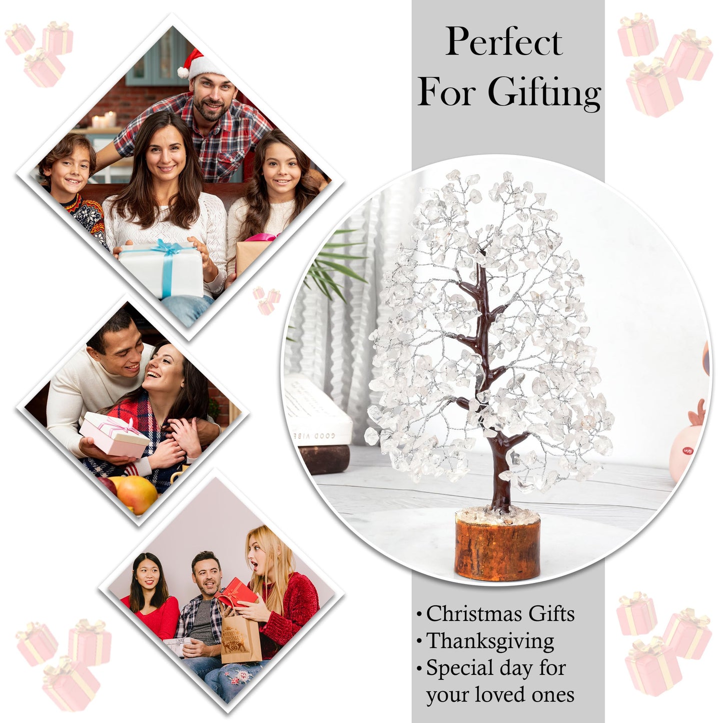 Green Jade Feng Shui Healing Crystals Tree of Life Handmade Gemstone Crystal Tree Bonsai for Spiritual Gifts Home Decor Present mum Gift for Women birthday gifts for men house warming gifts, 10-12"