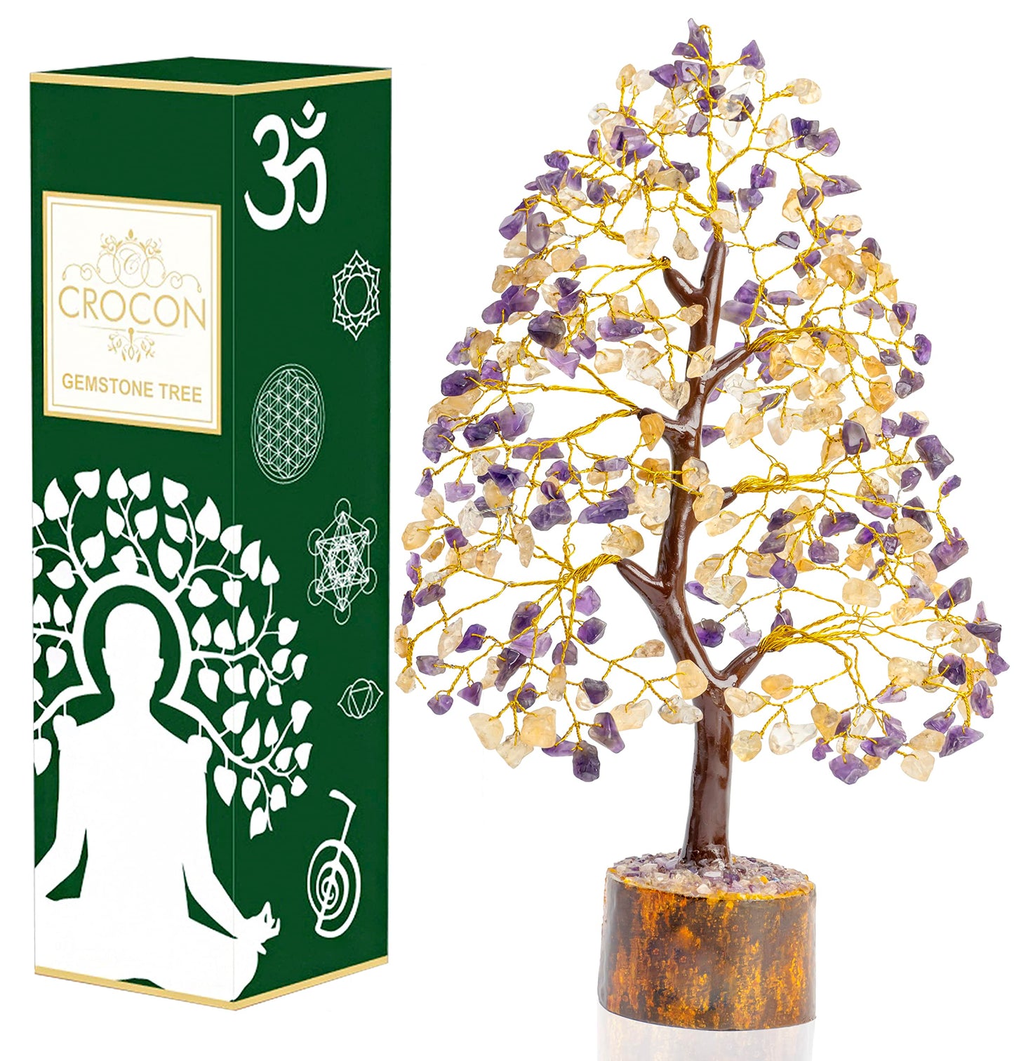 Green Jade Feng Shui Healing Crystals Tree of Life Handmade Gemstone Crystal Tree Bonsai for Spiritual Gifts Home Decor Present mum Gift for Women birthday gifts for men house warming gifts, 10-12"