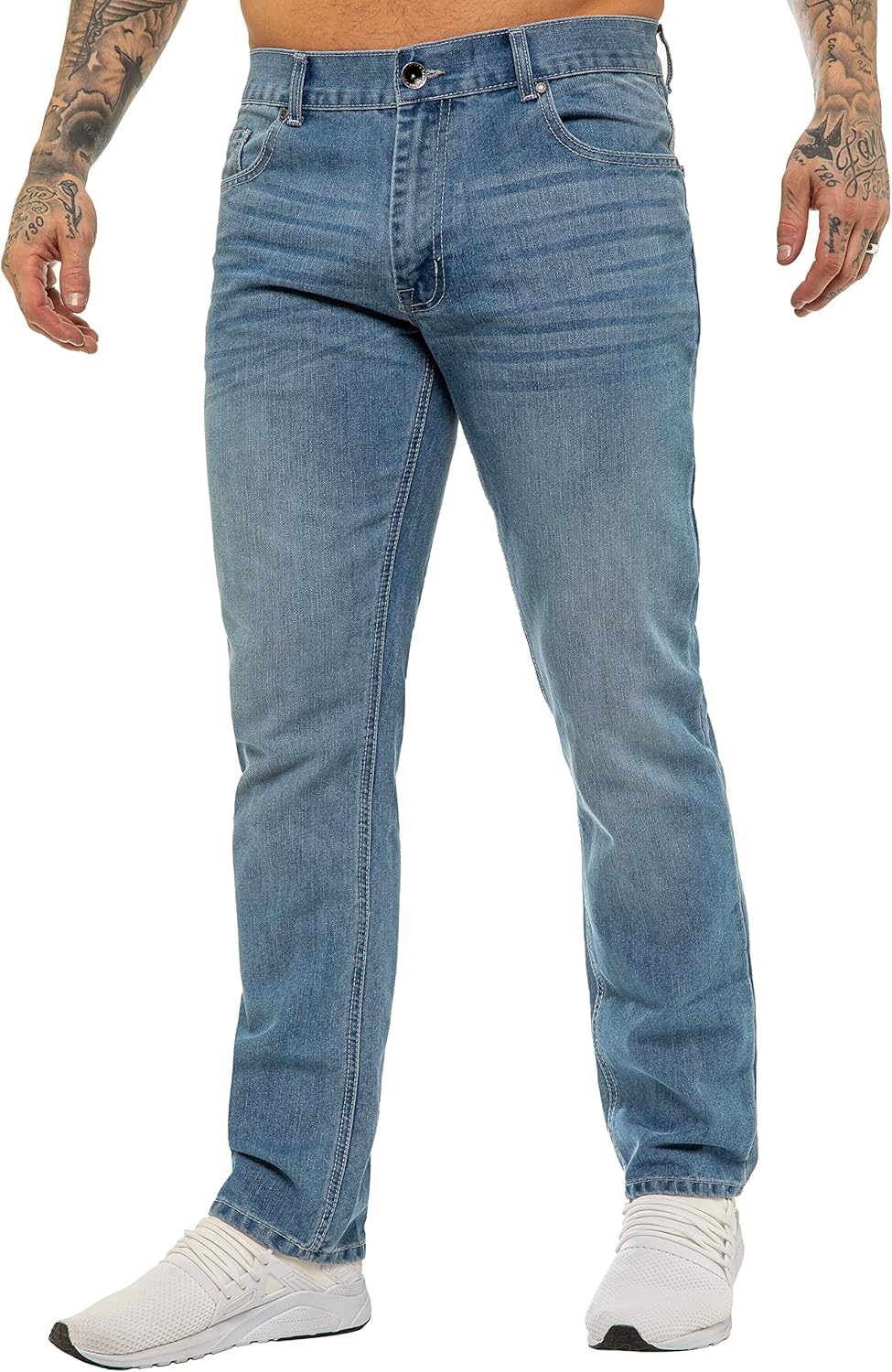 989Zé ENZO Mens Jeans Straight Leg Classic Fashion Regular Fit Cotton Basic Denim Pants Trousers