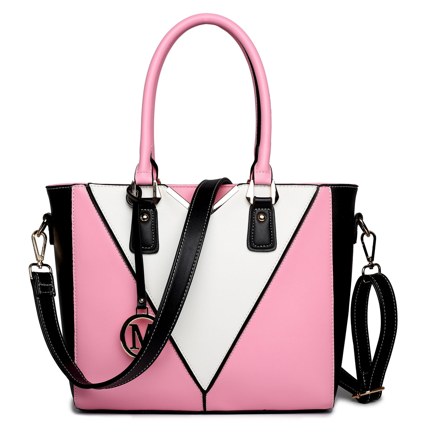 Miss Lulu Handbags for Women Look V-Shape Shoulder Handbag Lightweight Medium Tote Bag PU Leather