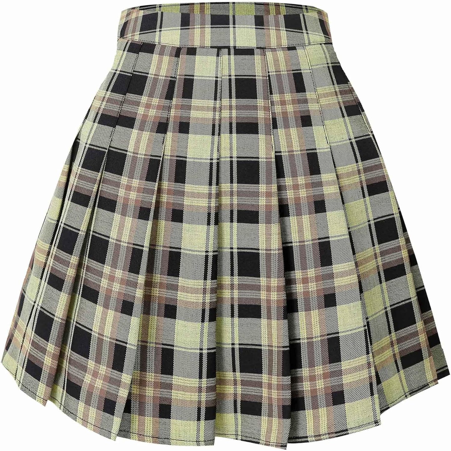 Hoerev Women Girls Short High Waist Pleated Skater Tennis School Skirt