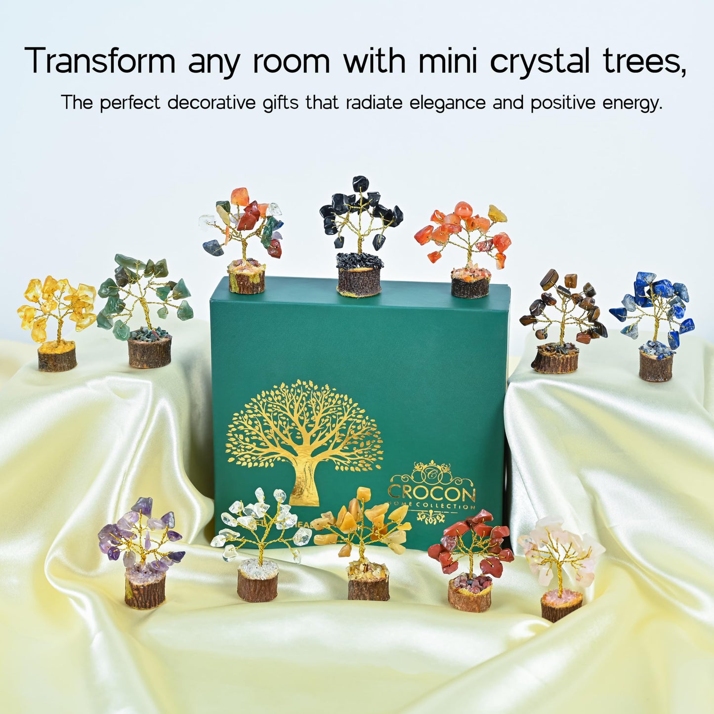 Green Jade Feng Shui Healing Crystals Tree of Life Handmade Gemstone Crystal Tree Bonsai for Spiritual Gifts Home Decor Present mum Gift for Women birthday gifts for men house warming gifts, 10-12"
