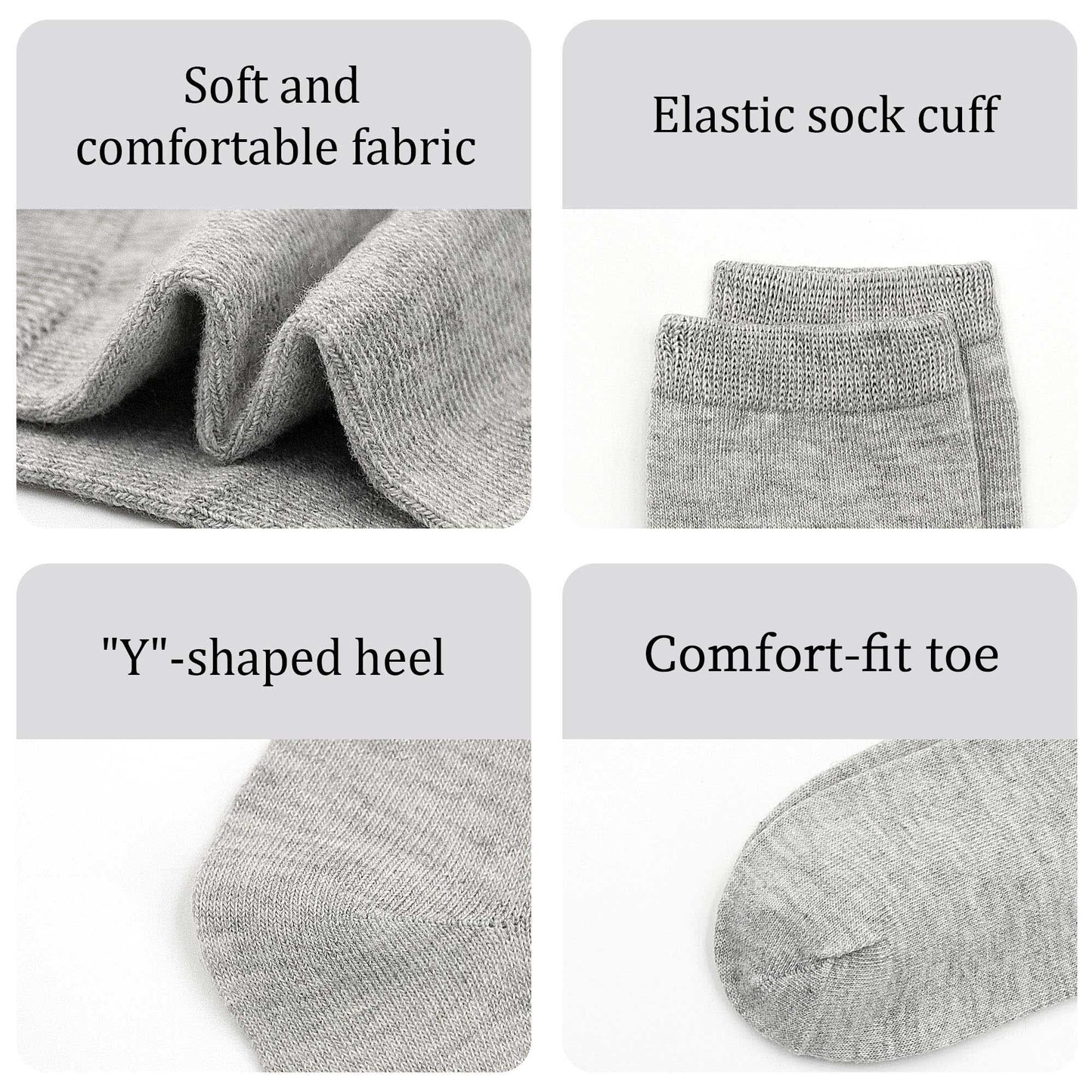 ZERULETS 24 Pairs Boys Girls Socks Kids Toddler School Black White Gray Boy Sport Sock for 1-13 Years Children