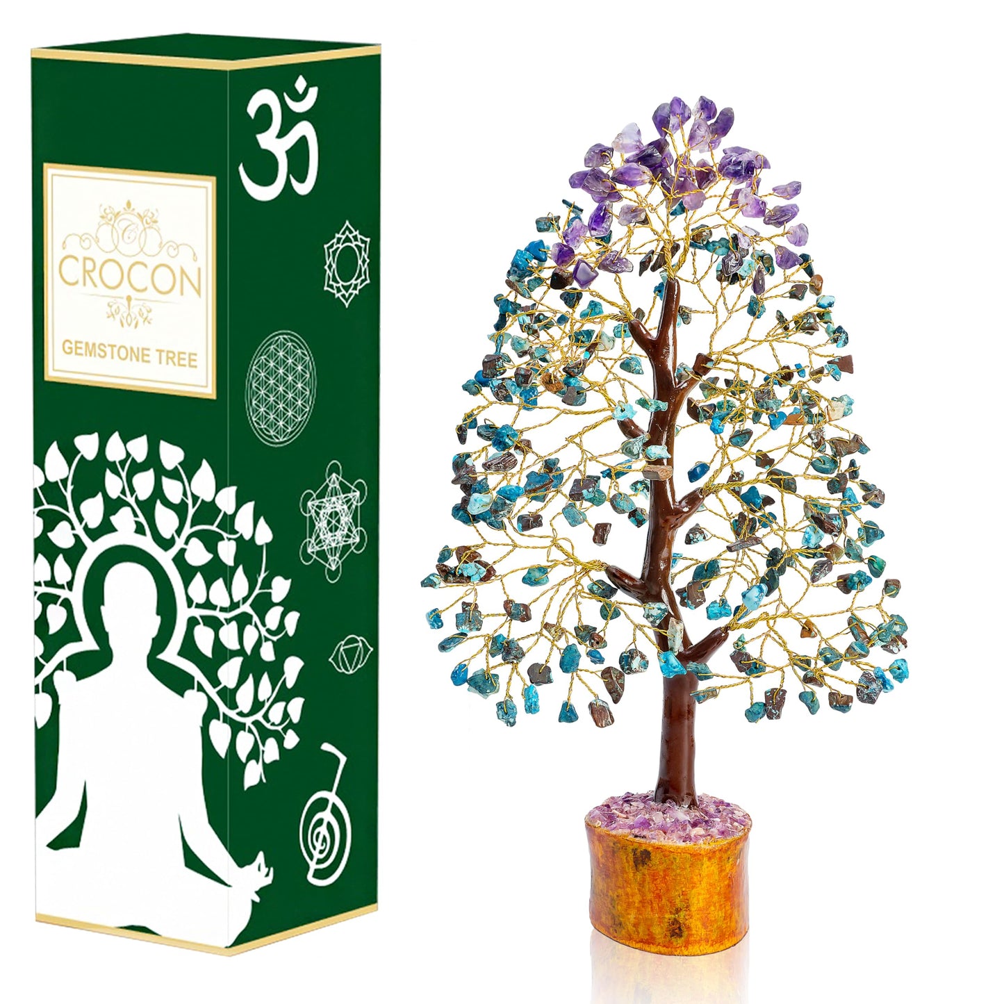 Green Jade Feng Shui Healing Crystals Tree of Life Handmade Gemstone Crystal Tree Bonsai for Spiritual Gifts Home Decor Present mum Gift for Women birthday gifts for men house warming gifts, 10-12"