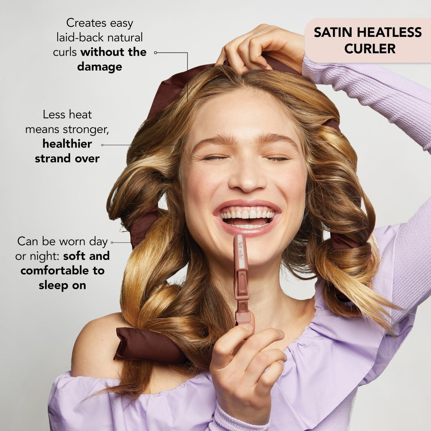 Kitsch Heatless Curling Set - Satin Heatless Curler, Hair Curler No Heat, Heatless Curler for long and short hair, Overnight Curls with 2 Satin Scrunchies and Blowout Rod - Sunset Tie Dye