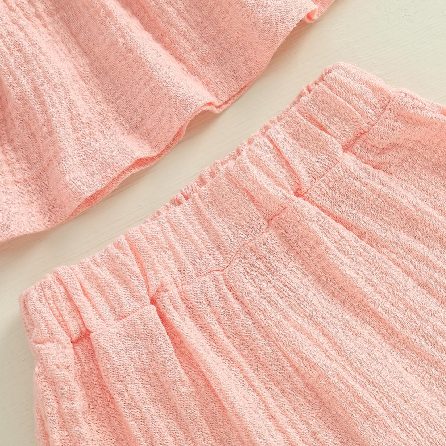 YILEEGOO Toddler Baby Girl Summer Outfits Cotton Baby Clothes Ribbed Sleeveless Bow Ruffled Tank Vest Shirt Tops with Shorts Set