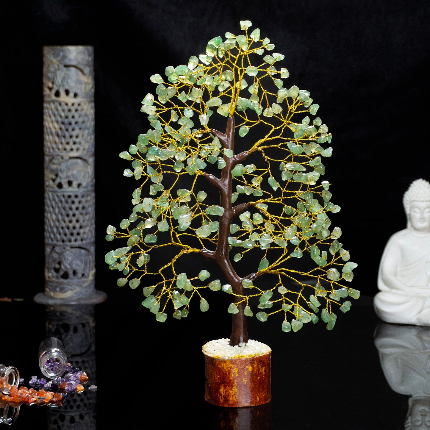 Green Jade Feng Shui Healing Crystals Tree of Life Handmade Gemstone Crystal Tree Bonsai for Spiritual Gifts Home Decor Present mum Gift for Women birthday gifts for men house warming gifts, 10-12"