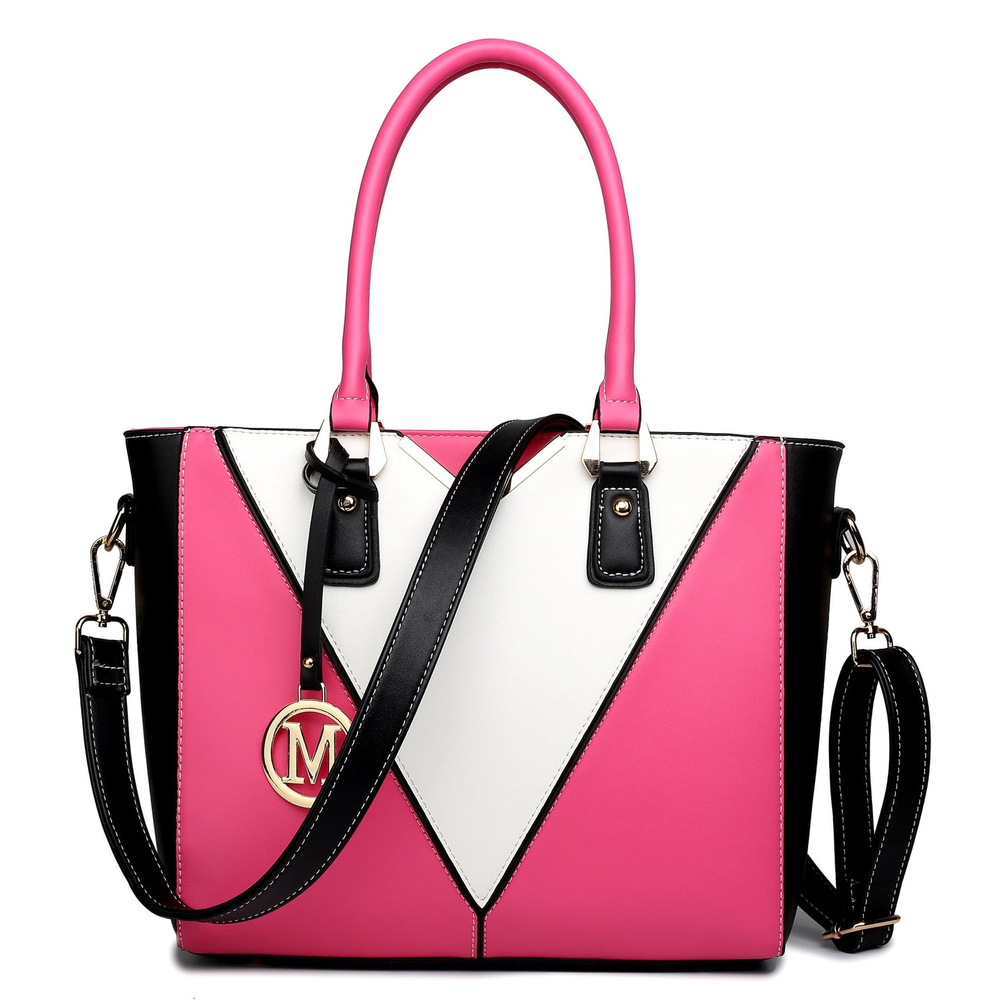 Miss Lulu Handbags for Women Look V-Shape Shoulder Handbag Lightweight Medium Tote Bag PU Leather