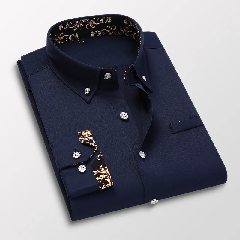 Men’s White Long Sleeve Dress Shirt | Fashion Casual Business