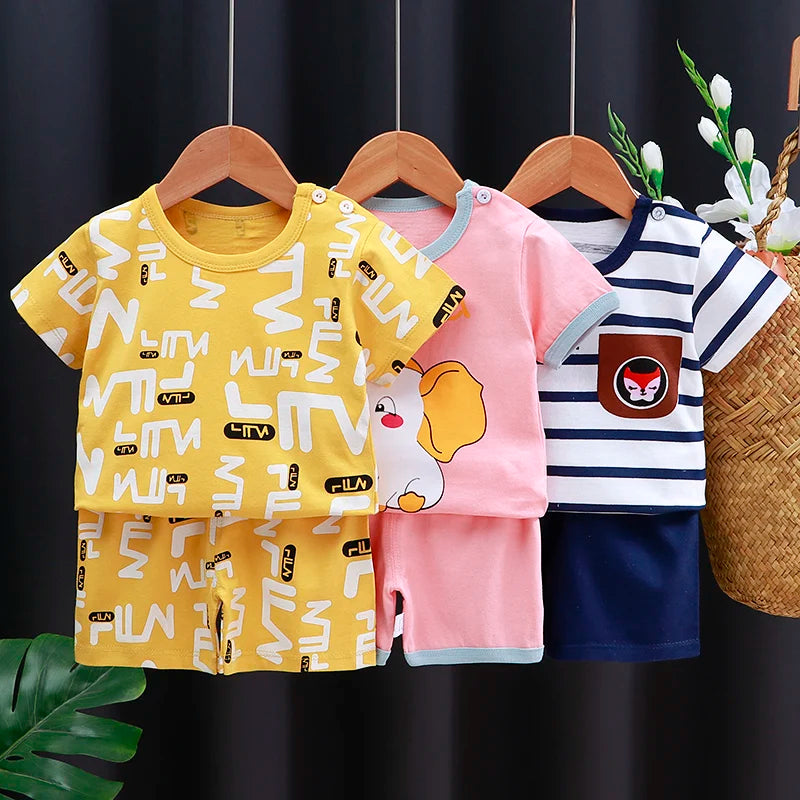 Kids Summer Clothing Set | Cotton T-Shirt & Shorts Cartoon Tracksuit