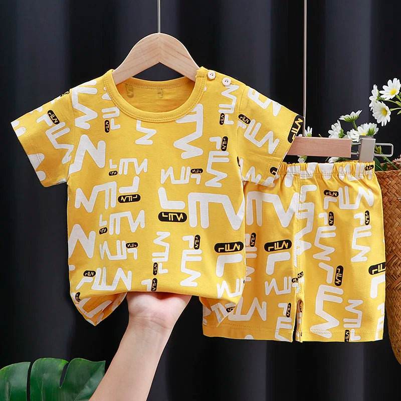 Kids Summer Clothing Set | Cotton T-Shirt & Shorts Cartoon Tracksuit