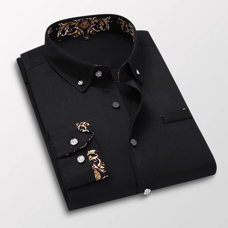 Men’s White Long Sleeve Dress Shirt | Fashion Casual Business