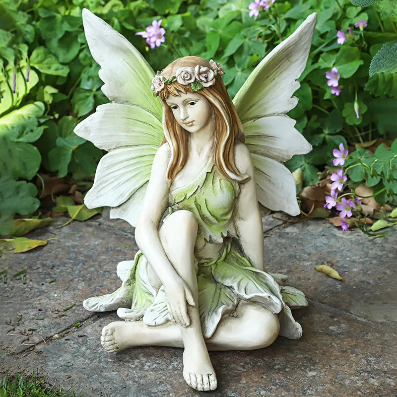European style girl flower fairy home accessories resin elf girl ornaments fairy tale garden figurines crafts garden decoration