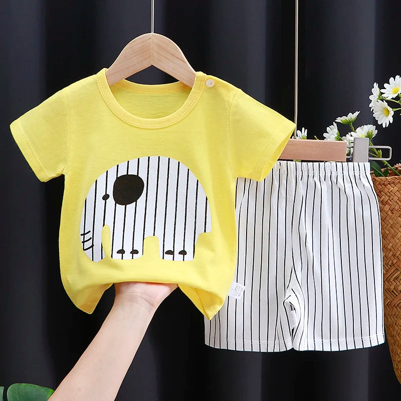 Kids Summer Clothing Set | Cotton T-Shirt & Shorts Cartoon Tracksuit