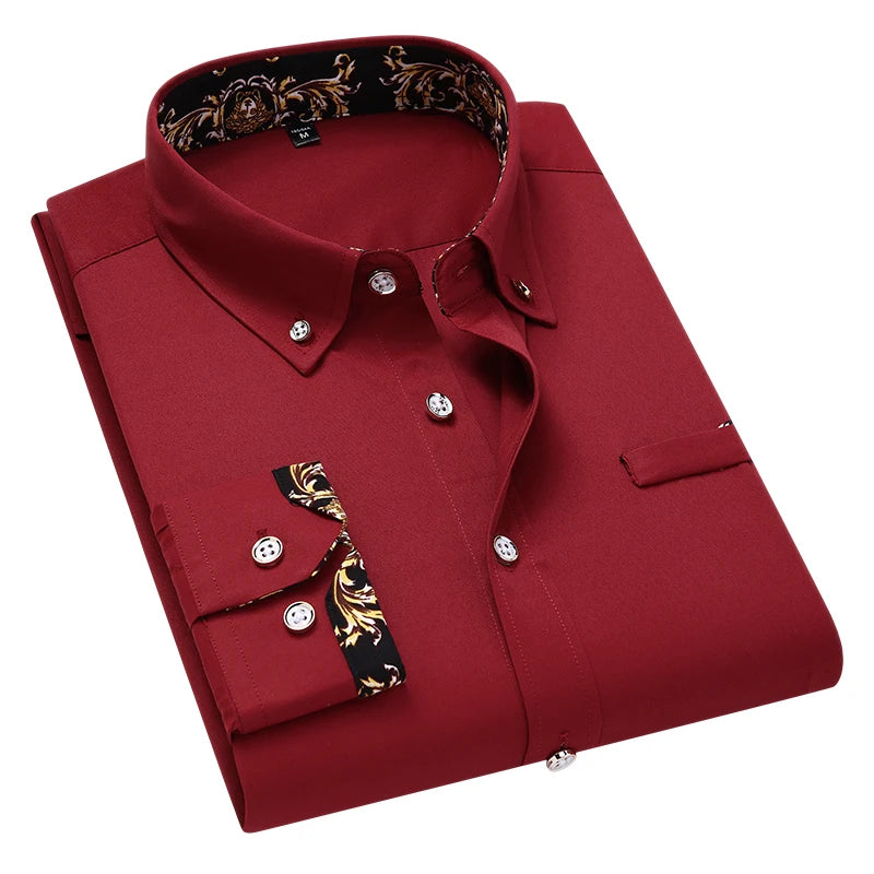 Men’s White Long Sleeve Dress Shirt | Fashion Casual Business