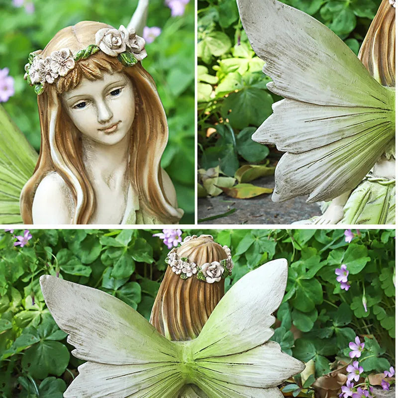 European style girl flower fairy home accessories resin elf girl ornaments fairy tale garden figurines crafts garden decoration
