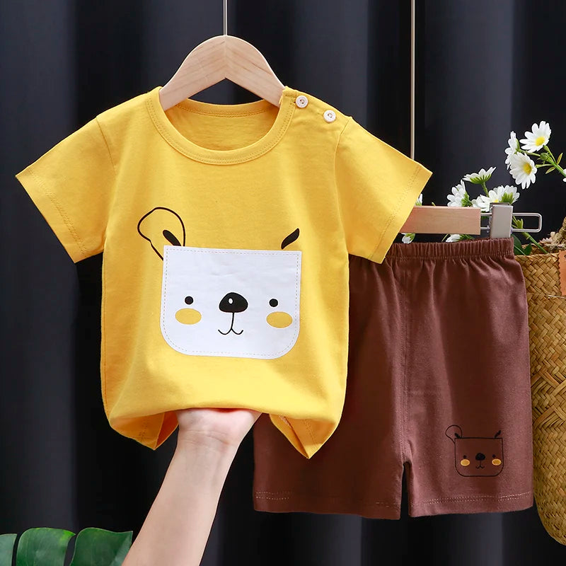 Kids Summer Clothing Set | Cotton T-Shirt & Shorts Cartoon Tracksuit