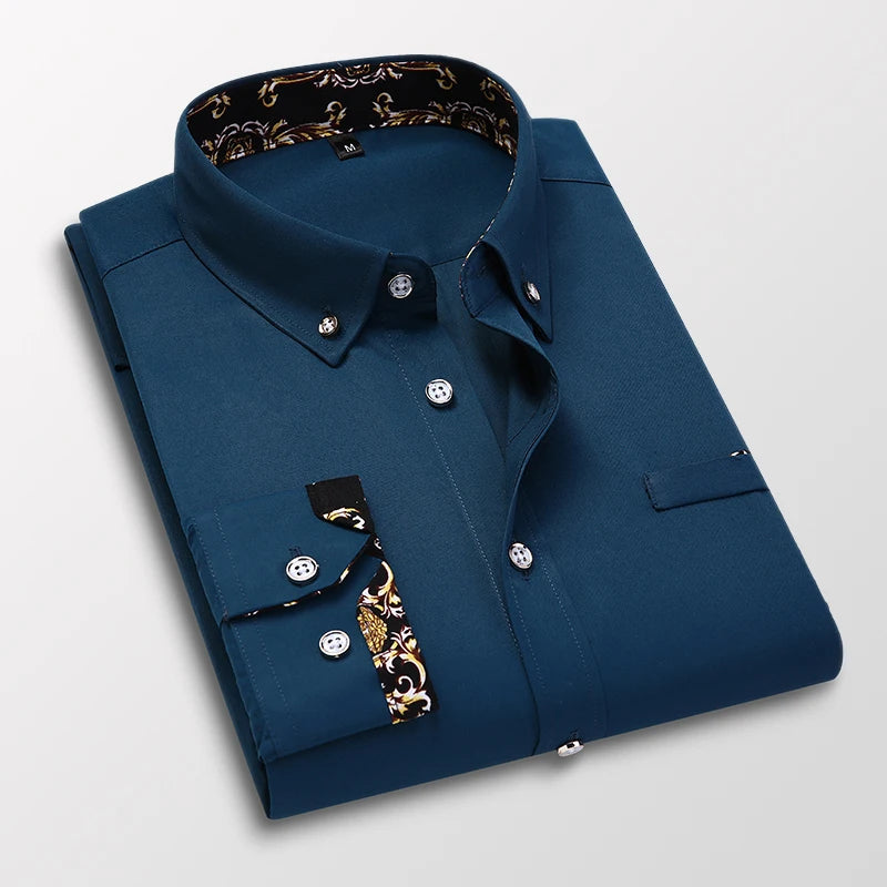 Men’s White Long Sleeve Dress Shirt | Fashion Casual Business