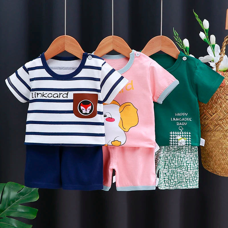 Kids Summer Clothing Set | Cotton T-Shirt & Shorts Cartoon Tracksuit