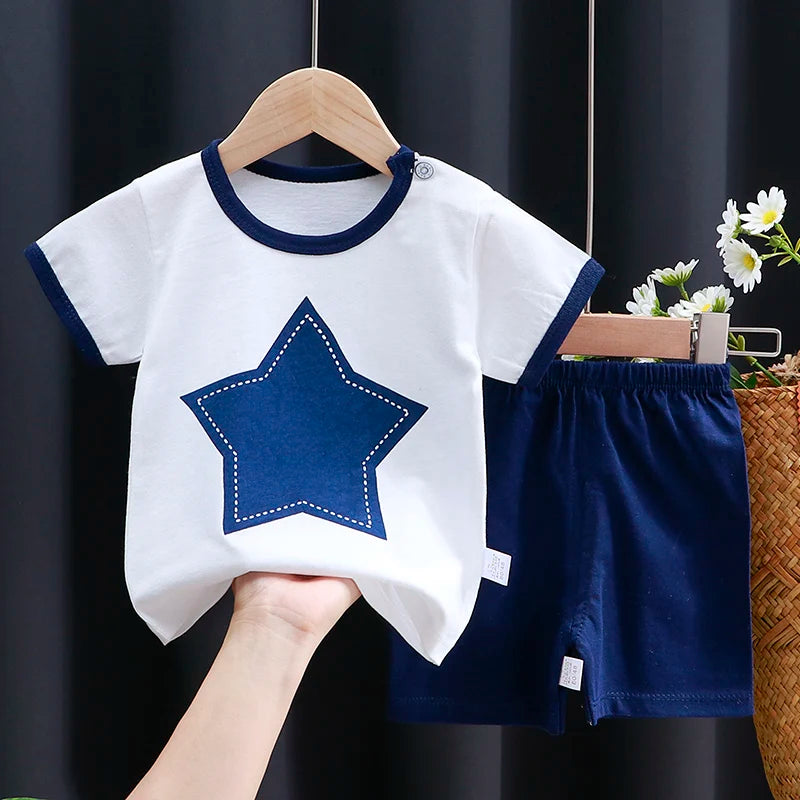 Kids Summer Clothing Set | Cotton T-Shirt & Shorts Cartoon Tracksuit