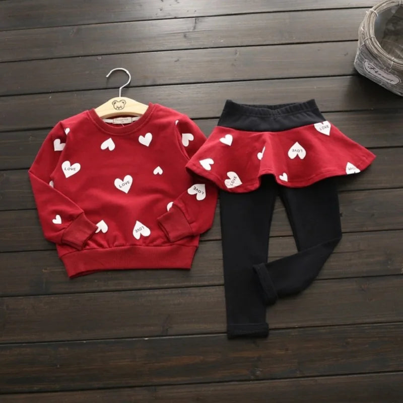 Toddler Girls Autumn & Spring Clothing Sets | T-Shirt, Skirt & Leggings