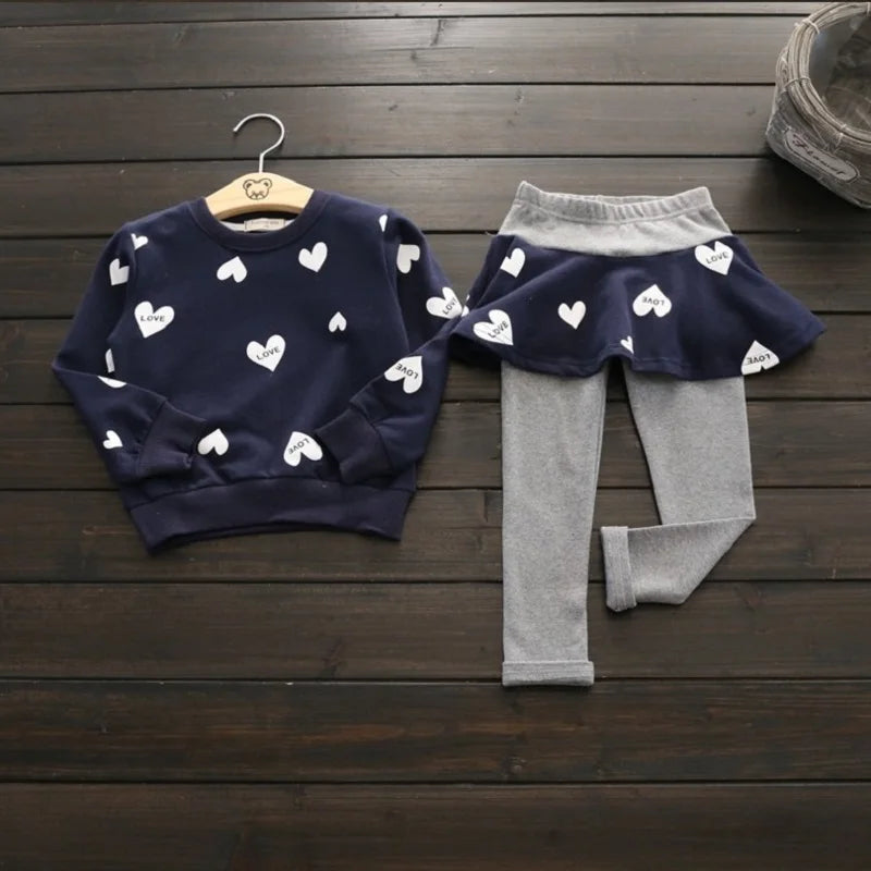 Toddler Girls Autumn & Spring Clothing Sets | T-Shirt, Skirt & Leggings
