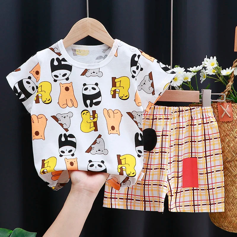 Kids Summer Clothing Set | Cotton T-Shirt & Shorts Cartoon Tracksuit