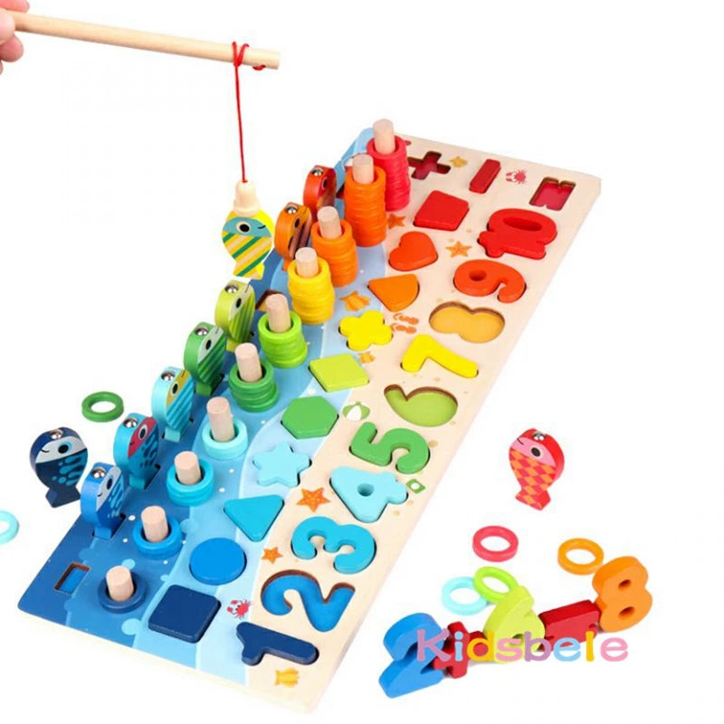 Montessori Math Toys for Toddlers | Wooden Puzzle & Fishing Game