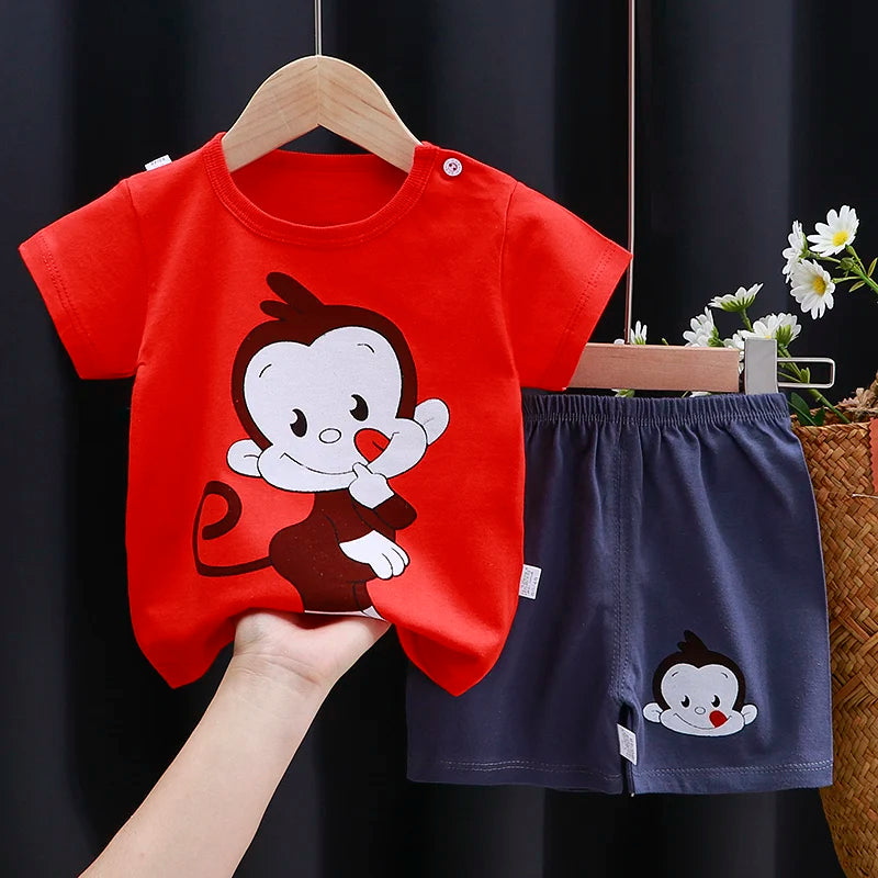 Kids Summer Clothing Set | Cotton T-Shirt & Shorts Cartoon Tracksuit
