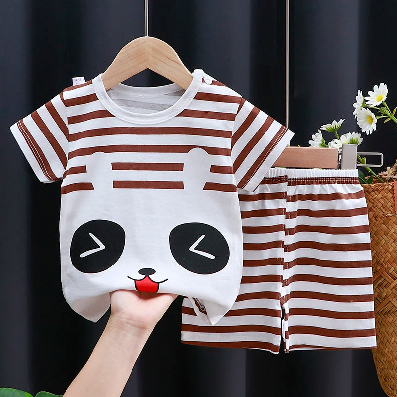 Kids Summer Clothing Set | Cotton T-Shirt & Shorts Cartoon Tracksuit