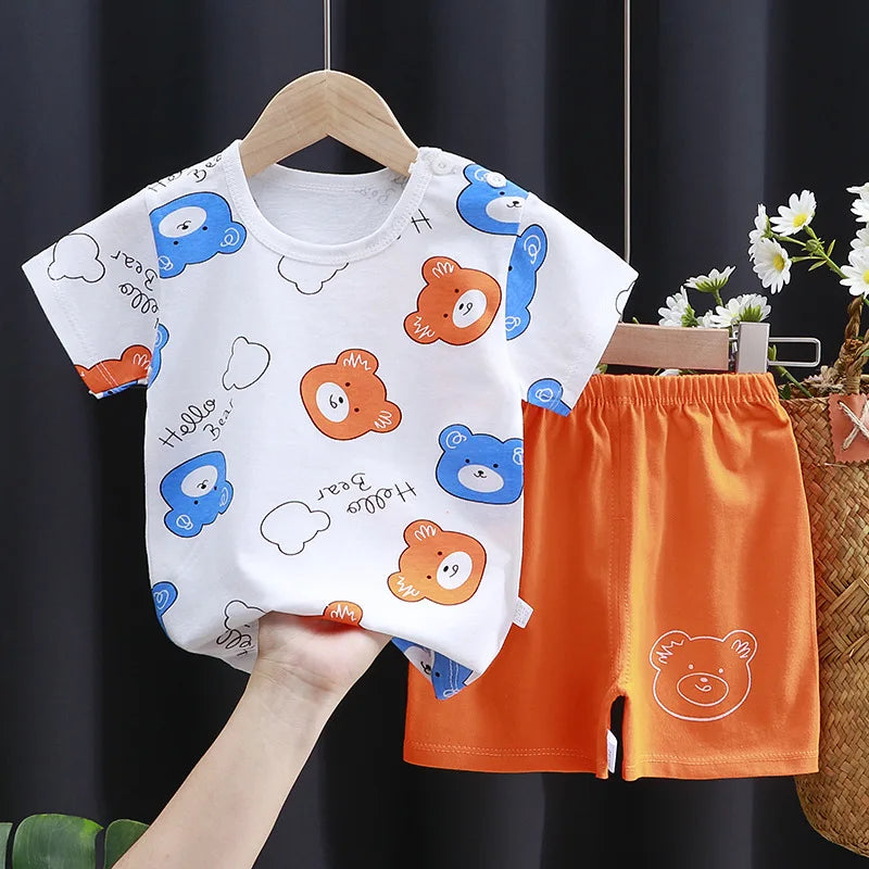Kids Summer Clothing Set | Cotton T-Shirt & Shorts Cartoon Tracksuit