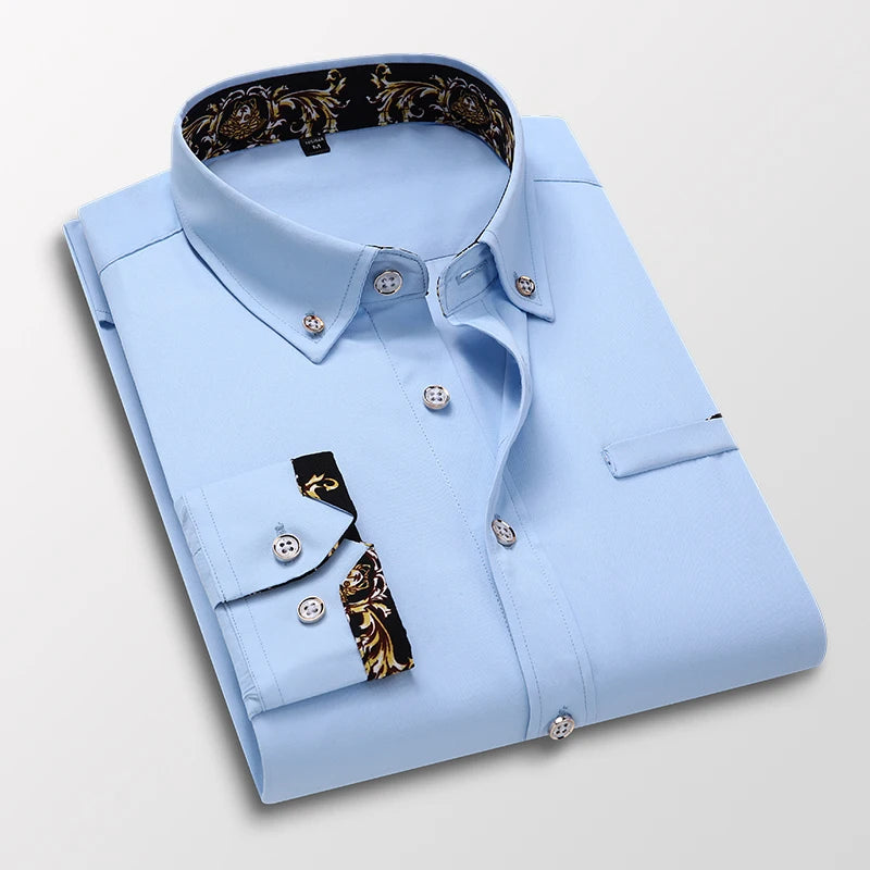 Men’s White Long Sleeve Dress Shirt | Fashion Casual Business