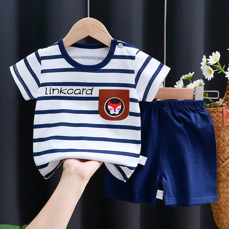 Kids Summer Clothing Set | Cotton T-Shirt & Shorts Cartoon Tracksuit